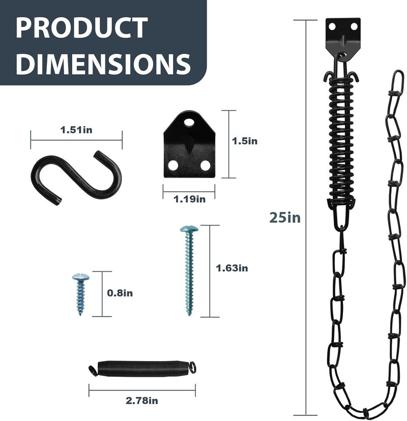 UYZO Store 2 Set Screen Door and Storm Door Chain Stop, Windproof Door Chain Heavy Duty Storm Door Hardware for Most Doors (Black) - Image 2